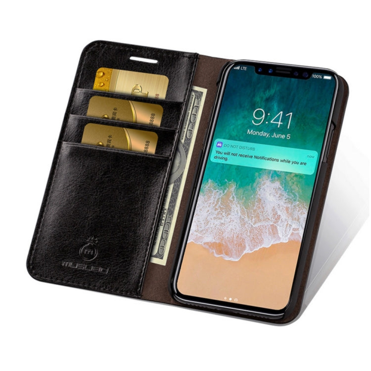 For iPhone XS Max MUSUBO S3 Crazy Horse Texture Horizontal Flip PU Leather Case with Card Slots & Wallet