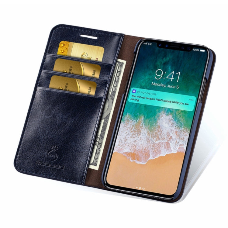 For iPhone XS Max MUSUBO S3 Crazy Horse Texture Horizontal Flip PU Leather Case with Card Slots & Wallet