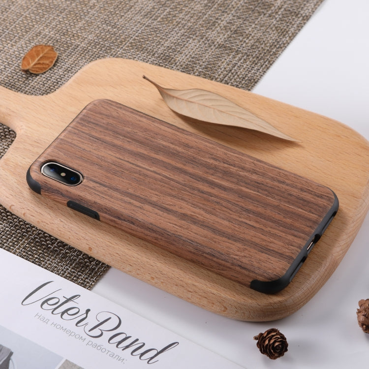 For iPhone XS Max ROCK Rosewood Wood Texture TPU Case