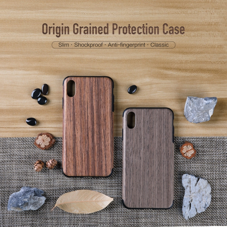 For iPhone XS Max ROCK Rosewood Wood Texture TPU Case