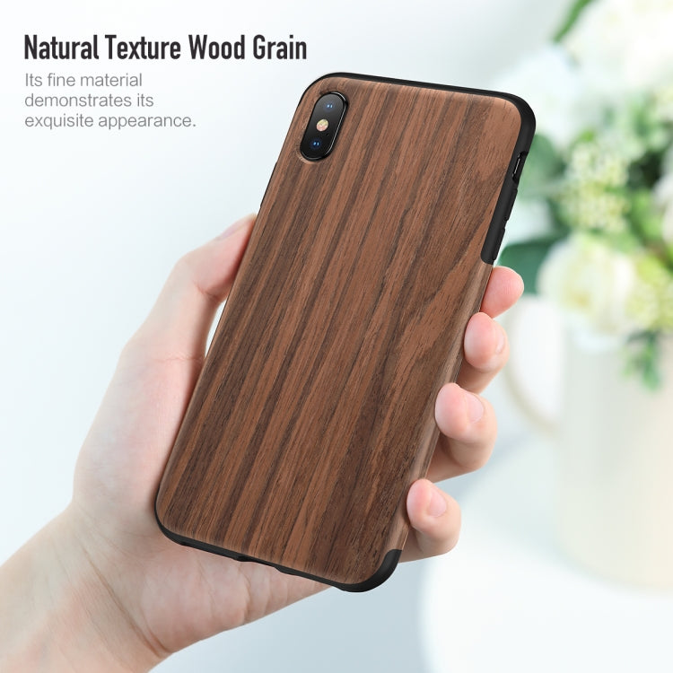 For iPhone XS Max ROCK Rosewood Wood Texture TPU Case