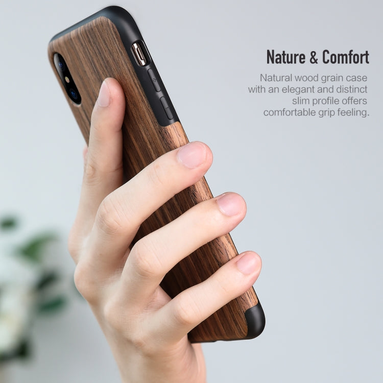 For iPhone XS Max ROCK Rosewood Wood Texture TPU Case