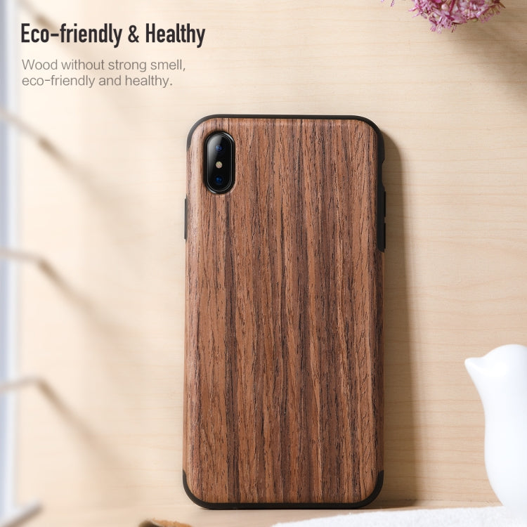 For iPhone XS Max ROCK Rosewood Wood Texture TPU Case