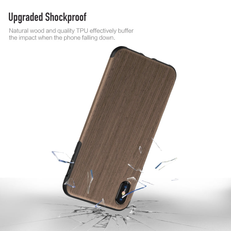 For iPhone XS Max ROCK Rosewood Wood Texture TPU Case