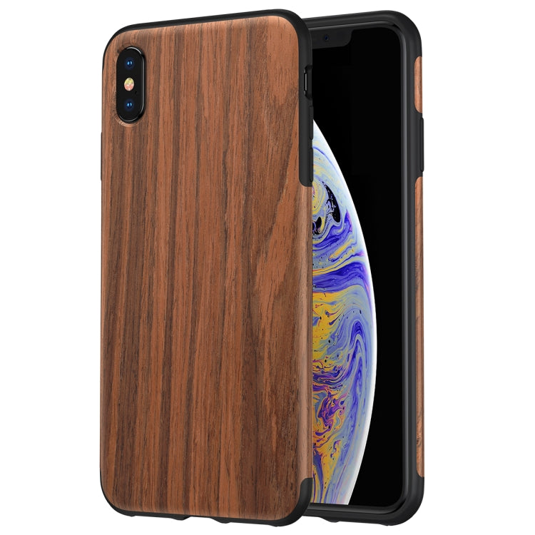 For iPhone XS Max ROCK Rosewood Wood Texture TPU Case