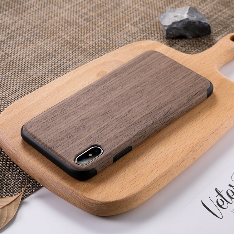 For iPhone XS Max ROCK Black Rose Wood Texture TPU Case