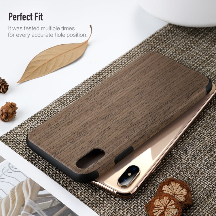 For iPhone XS Max ROCK Black Rose Wood Texture TPU Case