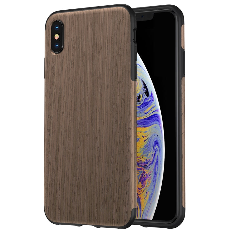 For iPhone XS Max ROCK Black Rose Wood Texture TPU Case