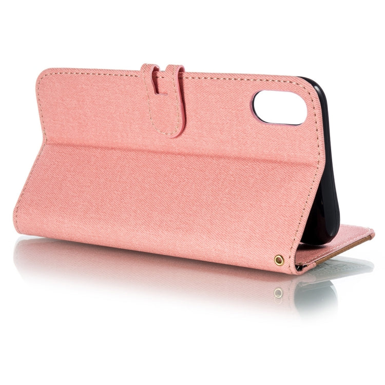 For iPhone XS Max Splicing Embossed Female Style Horizontal Flip Leather Case with Holder & Card Slots & Wallet & Lanyard
