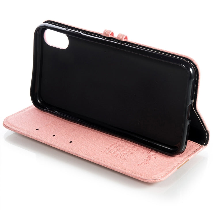 For iPhone XS Max Splicing Embossed Female Style Horizontal Flip Leather Case with Holder & Card Slots & Wallet & Lanyard