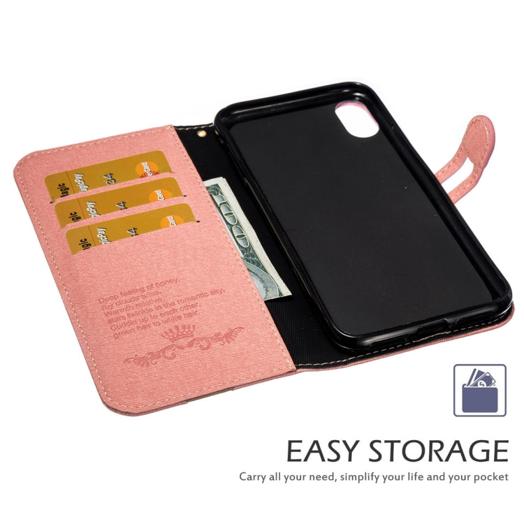 For iPhone XS Max Splicing Embossed Female Style Horizontal Flip Leather Case with Holder & Card Slots & Wallet & Lanyard