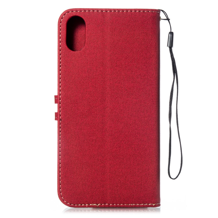 For iPhone XS Max Splicing Embossed Female Style Horizontal Flip Leather Case with Holder & Card Slots & Wallet & Lanyard