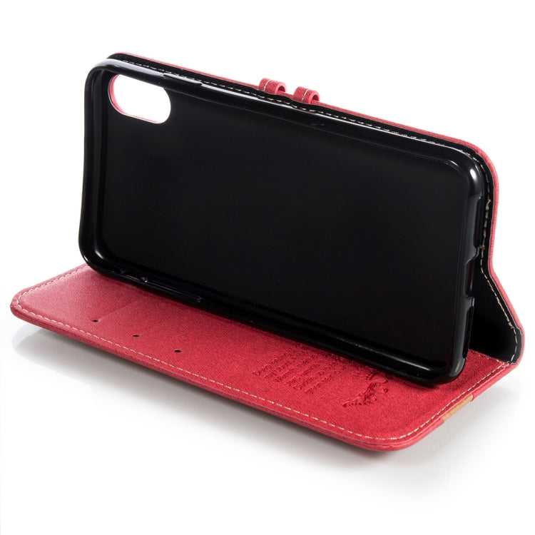 For iPhone XS Max Splicing Embossed Female Style Horizontal Flip Leather Case with Holder & Card Slots & Wallet & Lanyard
