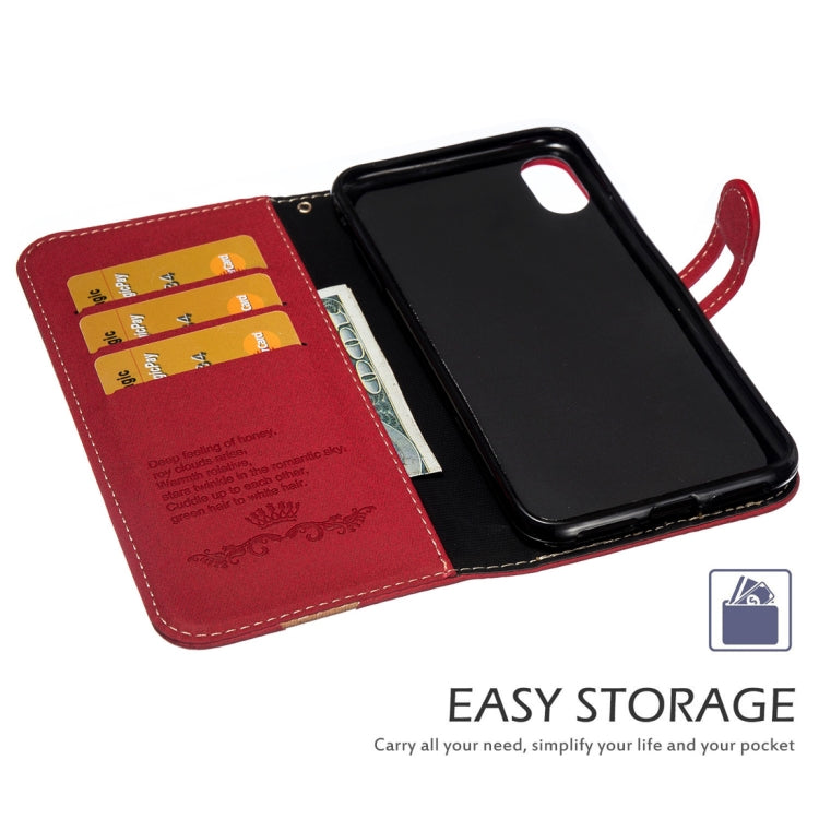 For iPhone XS Max Splicing Embossed Female Style Horizontal Flip Leather Case with Holder & Card Slots & Wallet & Lanyard