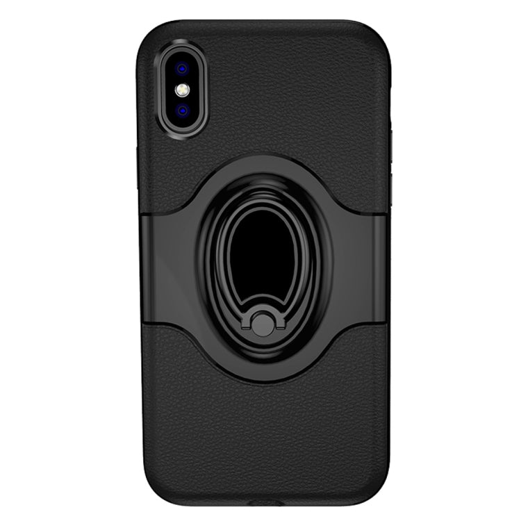 For iPhone XS Max Shockproof Full Coverage Case with Magnetic Rotatable Ring Holder