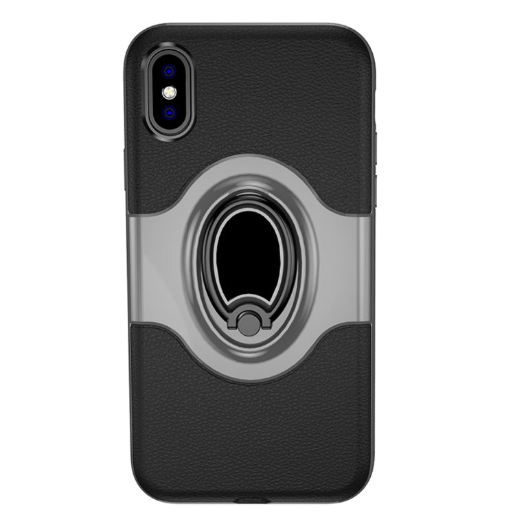 For iPhone XS Max Shockproof Full Coverage Case with Magnetic Rotatable Ring Holder