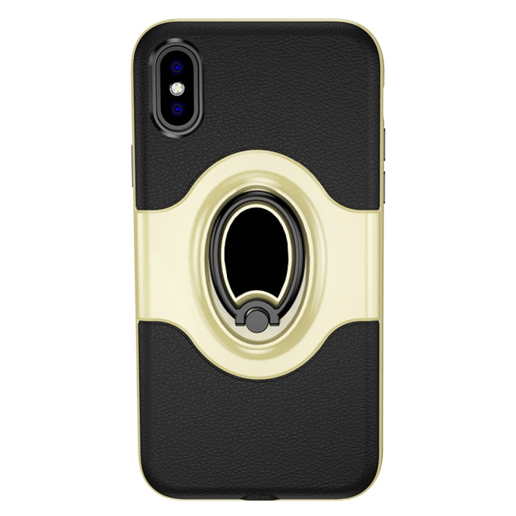 For iPhone XS Max Shockproof Full Coverage Case with Magnetic Rotatable Ring Holder