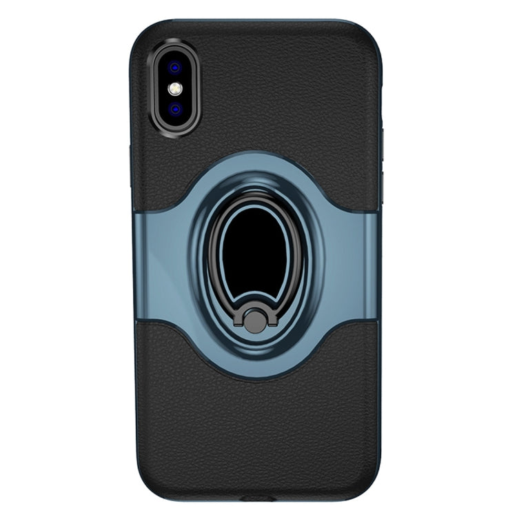 For iPhone XS Max Shockproof Full Coverage Case with Magnetic Rotatable Ring Holder