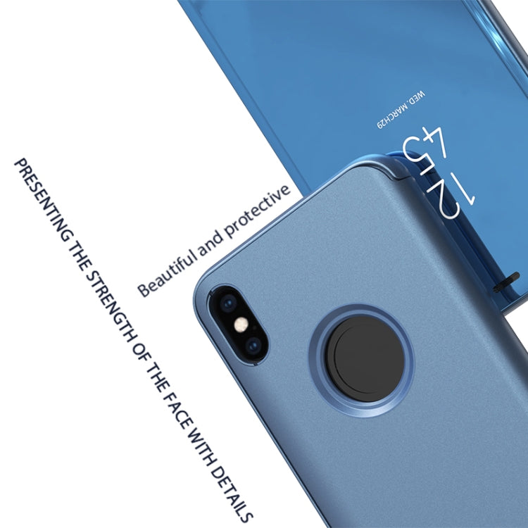 For iPhone XS Max Electroplating Mirror Horizontal Flip Leather Case with Holder