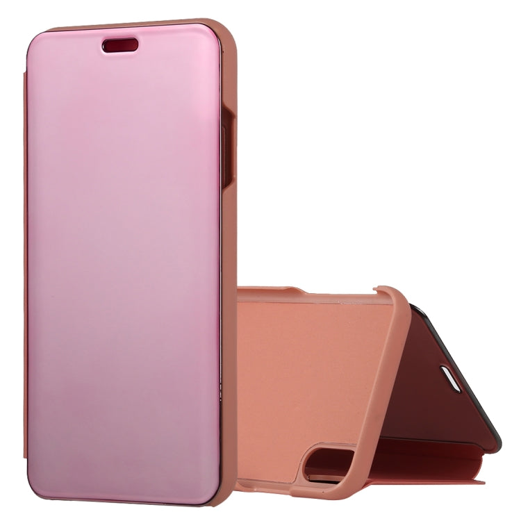 For iPhone XS Max Electroplating Mirror Horizontal Flip Leather Case with Holder