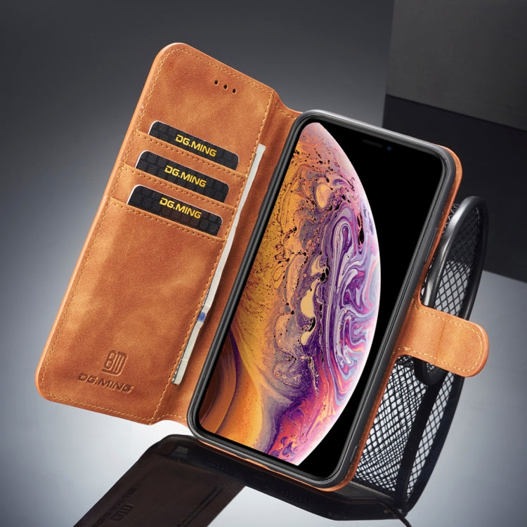 For iPhone XS Max DG.MING Retro Oil Side Horizontal Flip Case with Holder & Card Slots & Wallet