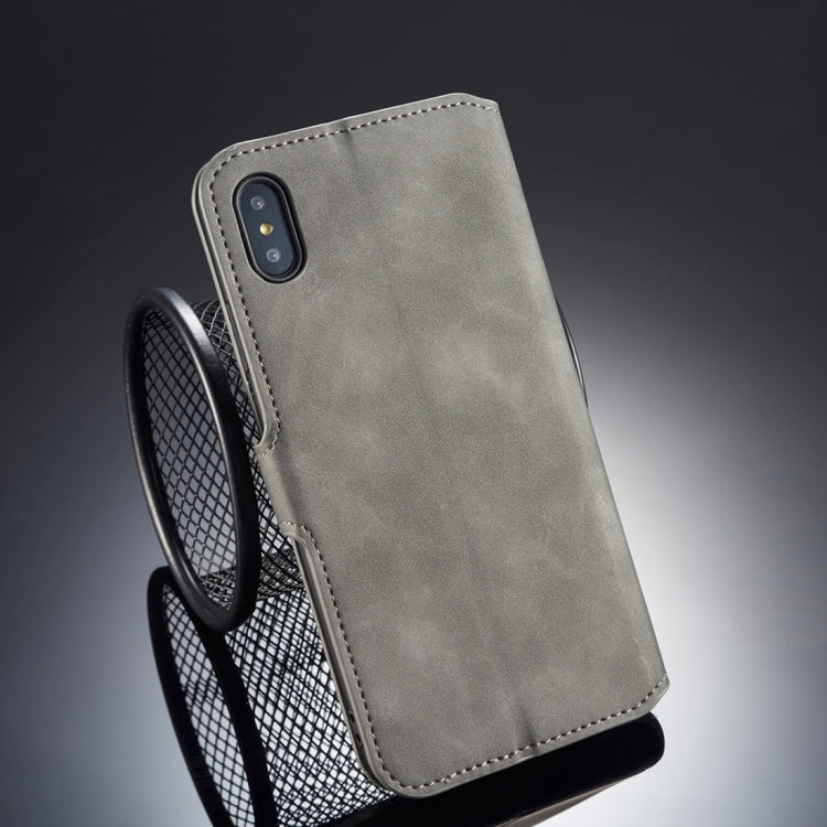 For iPhone XS Max DG.MING Retro Oil Side Horizontal Flip Case with Holder & Card Slots & Wallet