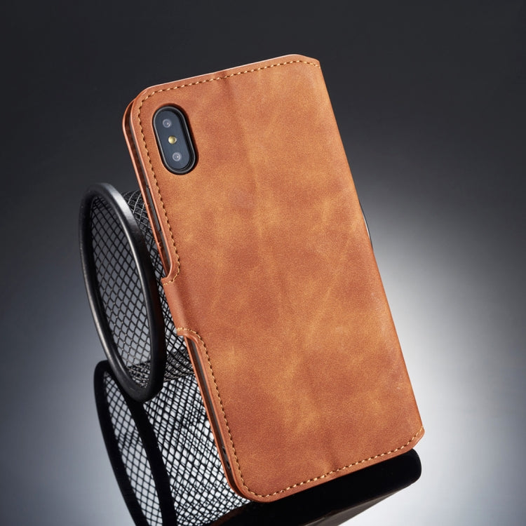 For iPhone XS Max DG.MING Retro Oil Side Horizontal Flip Case with Holder & Card Slots & Wallet