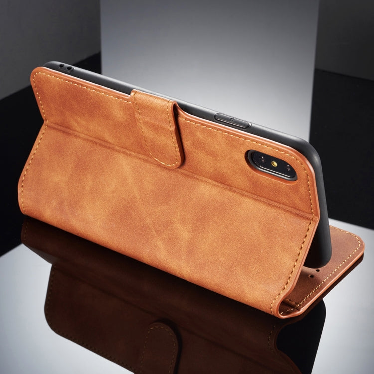 For iPhone XS Max DG.MING Retro Oil Side Horizontal Flip Case with Holder & Card Slots & Wallet