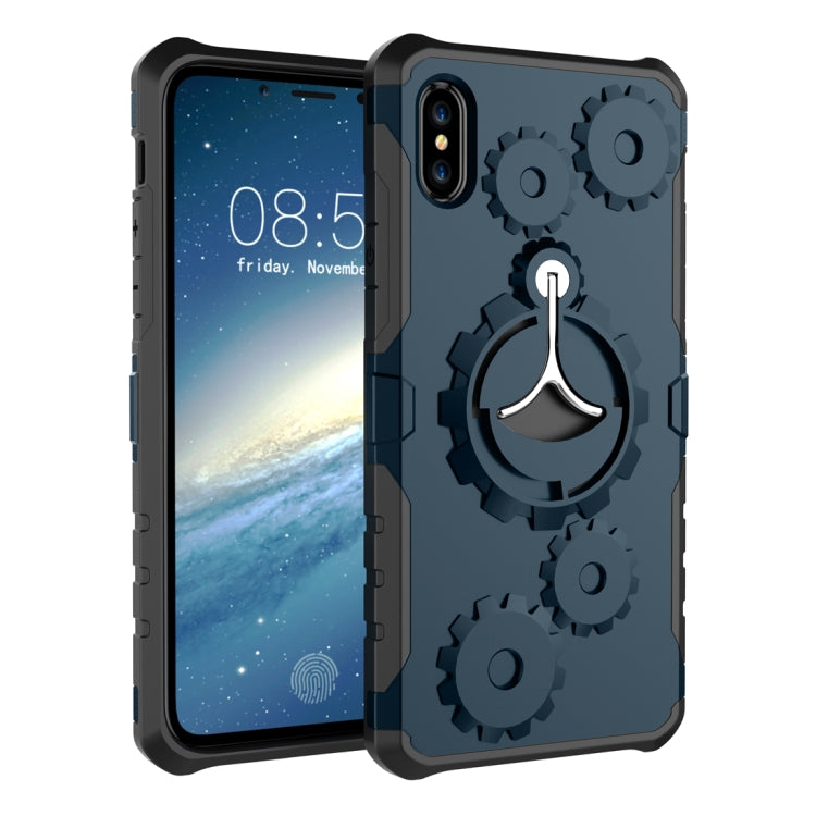 For iPhone XS Max Gears Pattern Case with Holder & Armlet