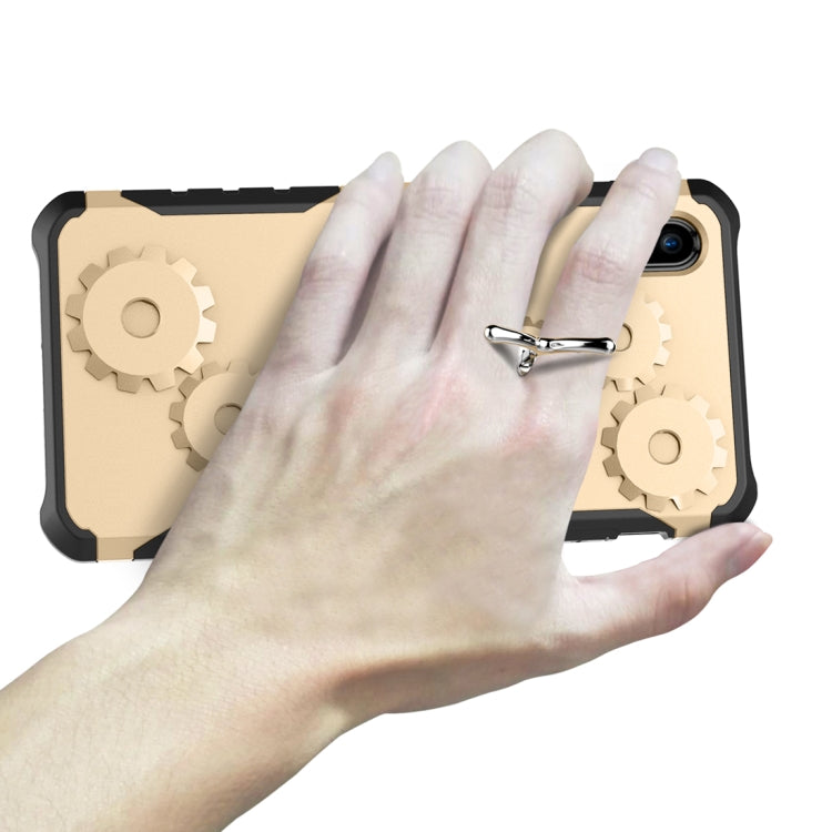 For iPhone XS Max Gears Pattern Case with Holder & Armlet