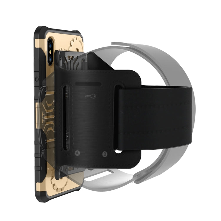 For iPhone XS Max Gears Pattern Case with Holder & Armlet