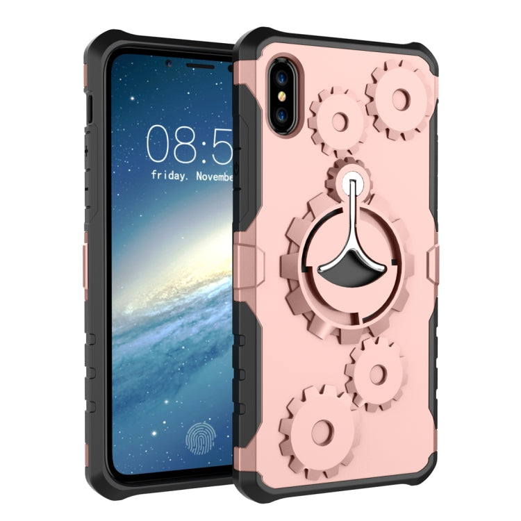 For iPhone XS Max Gears Pattern Case with Holder & Armlet