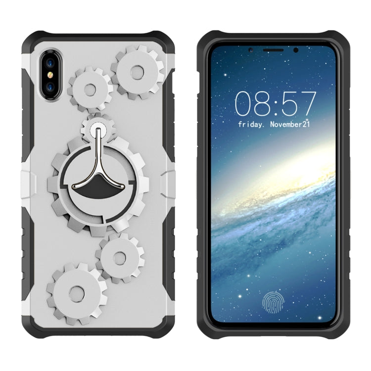 For iPhone XS Max Gears Pattern Case with Holder & Armlet
