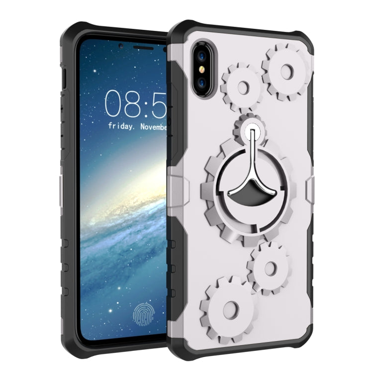 For iPhone XS Max Gears Pattern Case with Holder & Armlet
