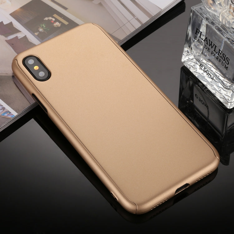 For iPhone XS Max 360 Degrees Full Coverage Detachable PC Case with Tempered Glass Film