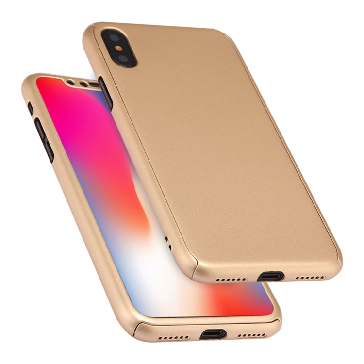 For iPhone XS Max 360 Degrees Full Coverage Detachable PC Case with Tempered Glass Film