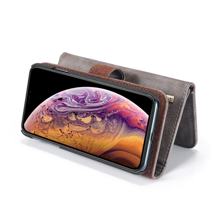 For iPhone XS Max DG.MING Triple Fold Crazy Horse Texture Magnetic Horizontal Flip Leather Case with Holder & Card Slots & Wallet