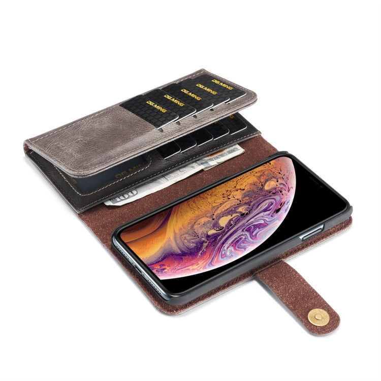 For iPhone XS Max DG.MING Triple Fold Crazy Horse Texture Magnetic Horizontal Flip Leather Case with Holder & Card Slots & Wallet