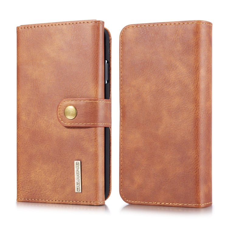 For iPhone XS Max DG.MING Triple Fold Crazy Horse Texture Magnetic Horizontal Flip Leather Case with Holder & Card Slots & Wallet