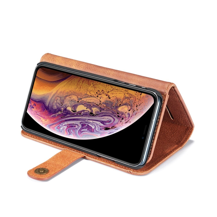 For iPhone XS Max DG.MING Triple Fold Crazy Horse Texture Magnetic Horizontal Flip Leather Case with Holder & Card Slots & Wallet