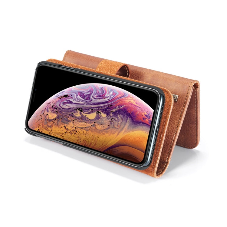 For iPhone XS Max DG.MING Triple Fold Crazy Horse Texture Magnetic Horizontal Flip Leather Case with Holder & Card Slots & Wallet