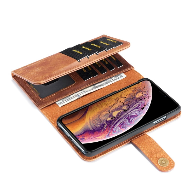 For iPhone XS Max DG.MING Triple Fold Crazy Horse Texture Magnetic Horizontal Flip Leather Case with Holder & Card Slots & Wallet