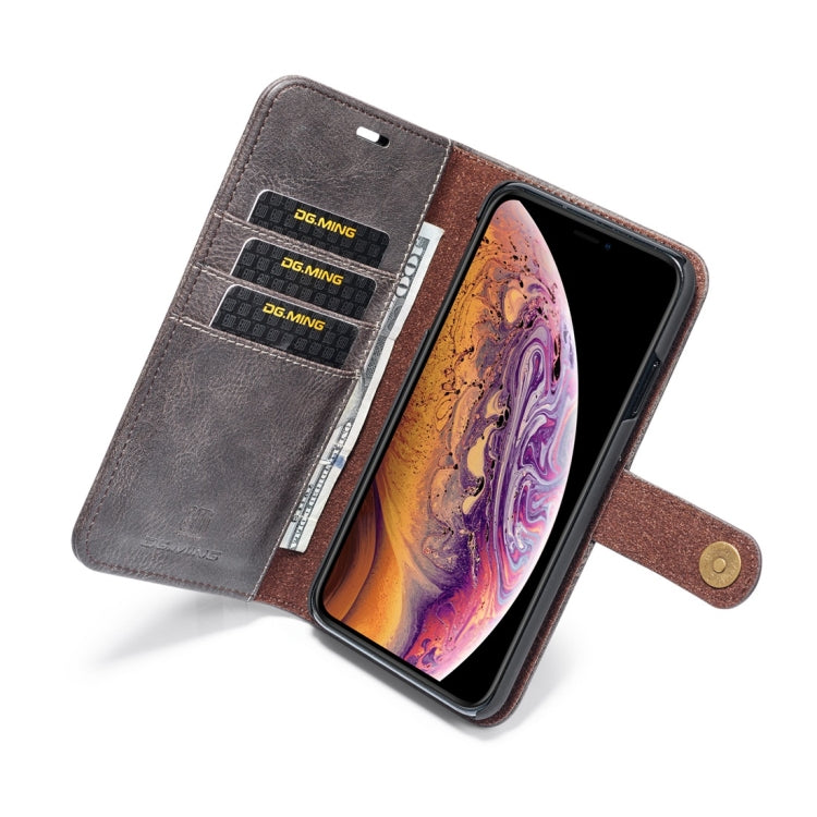For iPhone XS Max DG.MING Crazy Horse Texture Flip Detachable Magnetic Leather Case with Holder & Card Slots & Wallet