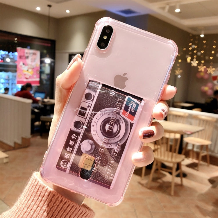 For iPhone XS Max Shockproof Ultrathin Transparent TPU Protective Case with Card Slot