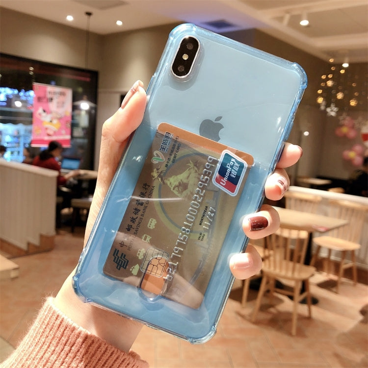 For iPhone XS Max Shockproof Ultrathin Transparent TPU Protective Case with Card Slot