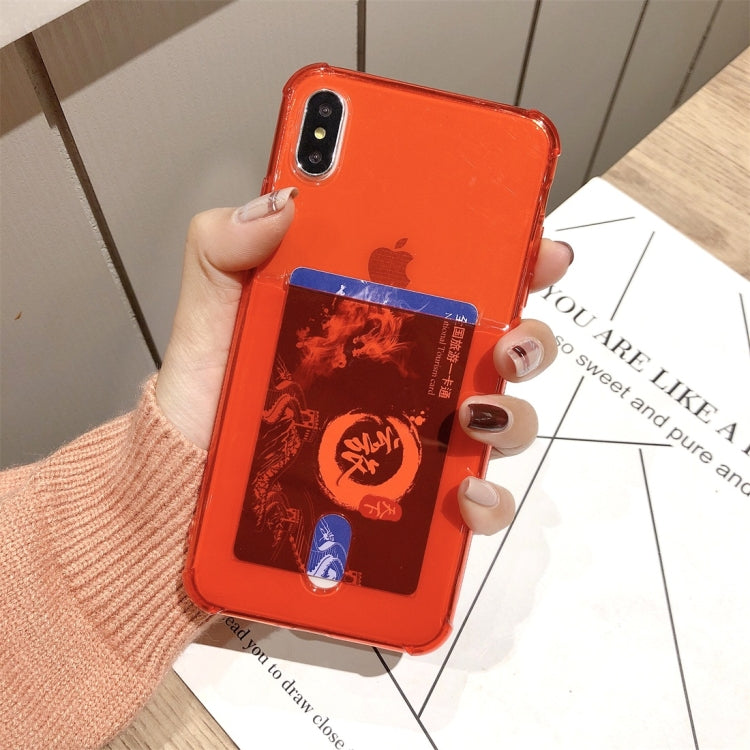 For iPhone XS Max Shockproof Ultrathin Transparent TPU Protective Case with Card Slot