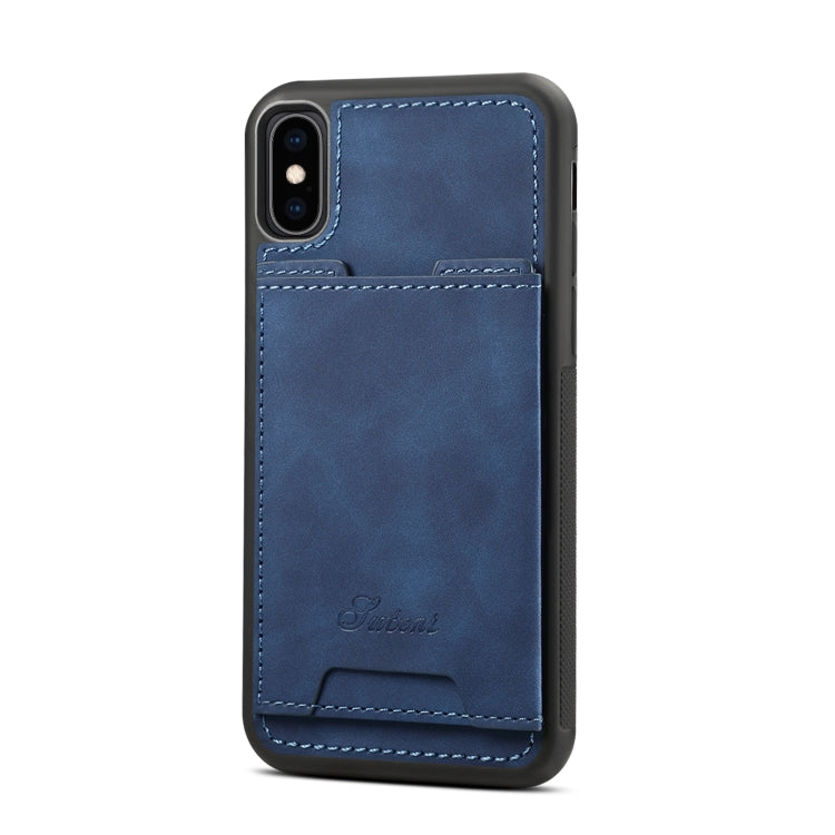 For iPhone XS Max Shockproof TPU + PU Protective Case with Holder & Card Slot