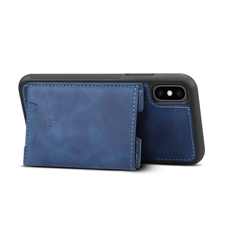 For iPhone XS Max Shockproof TPU + PU Protective Case with Holder & Card Slot