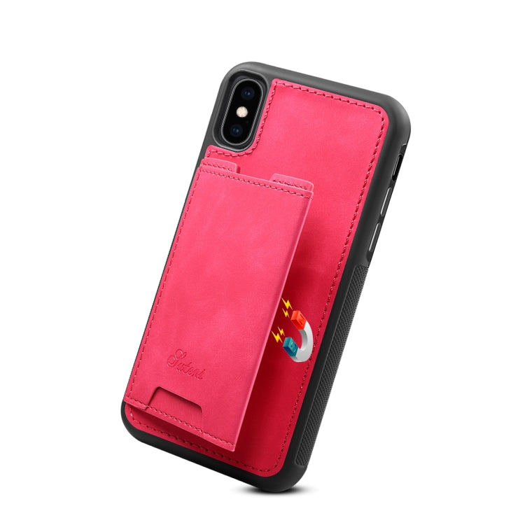 For iPhone XS Max Shockproof TPU + PU Protective Case with Holder & Card Slot