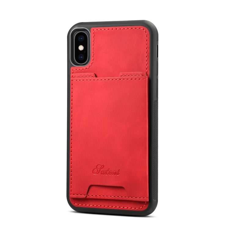 For iPhone XS Max Shockproof TPU + PU Protective Case with Holder & Card Slot
